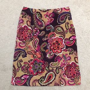 Susan Bristol Straight Skirt Size 10 Paisley